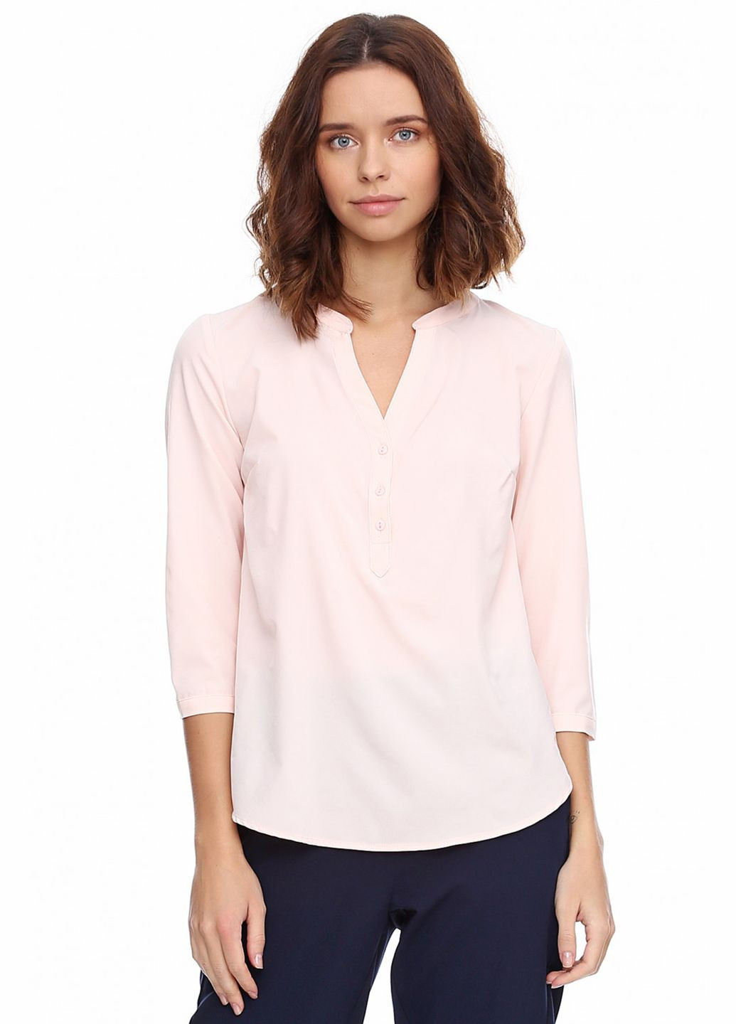 Рожева жіноча блуза з v-подібним вирізом (ll109710027) LadyLike