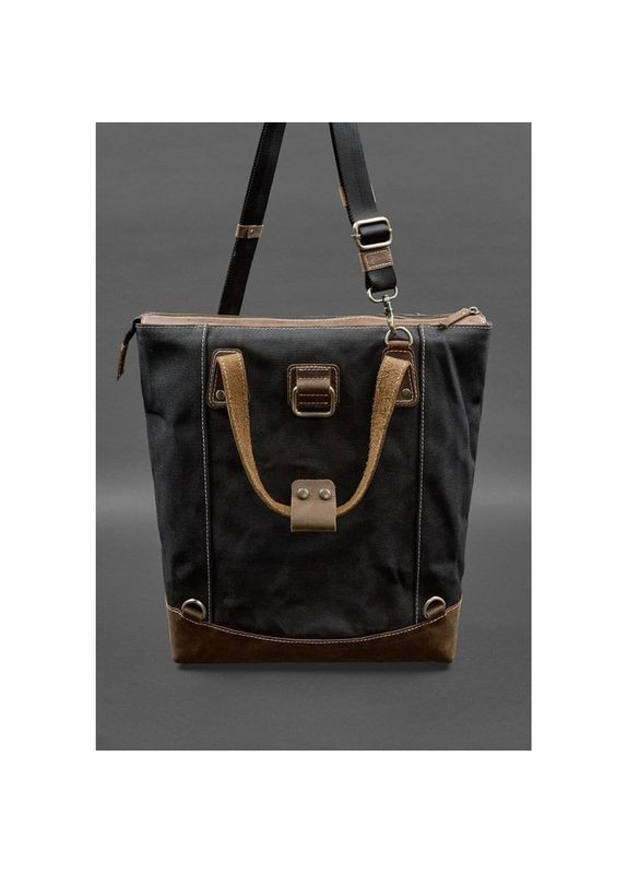 Сумка рюкзак жіночий з канвасу та натуральної шкіри темно-коричневий BlankNote (301871733)