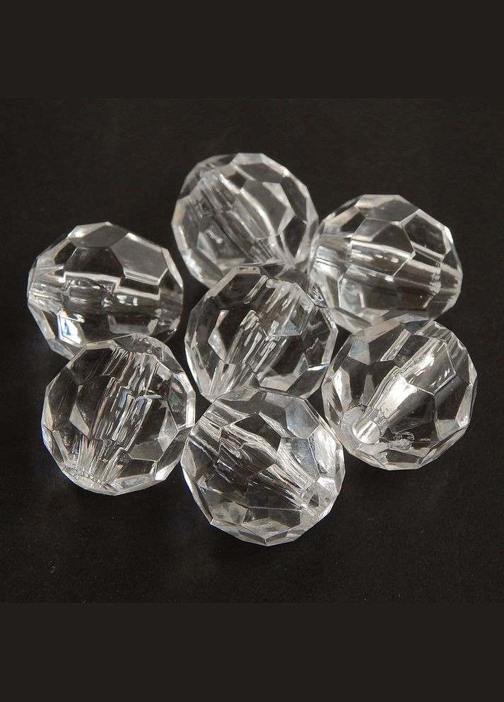 Намистина гранована кругла, акрил, 20 мм, прозора No Brand (340483079)