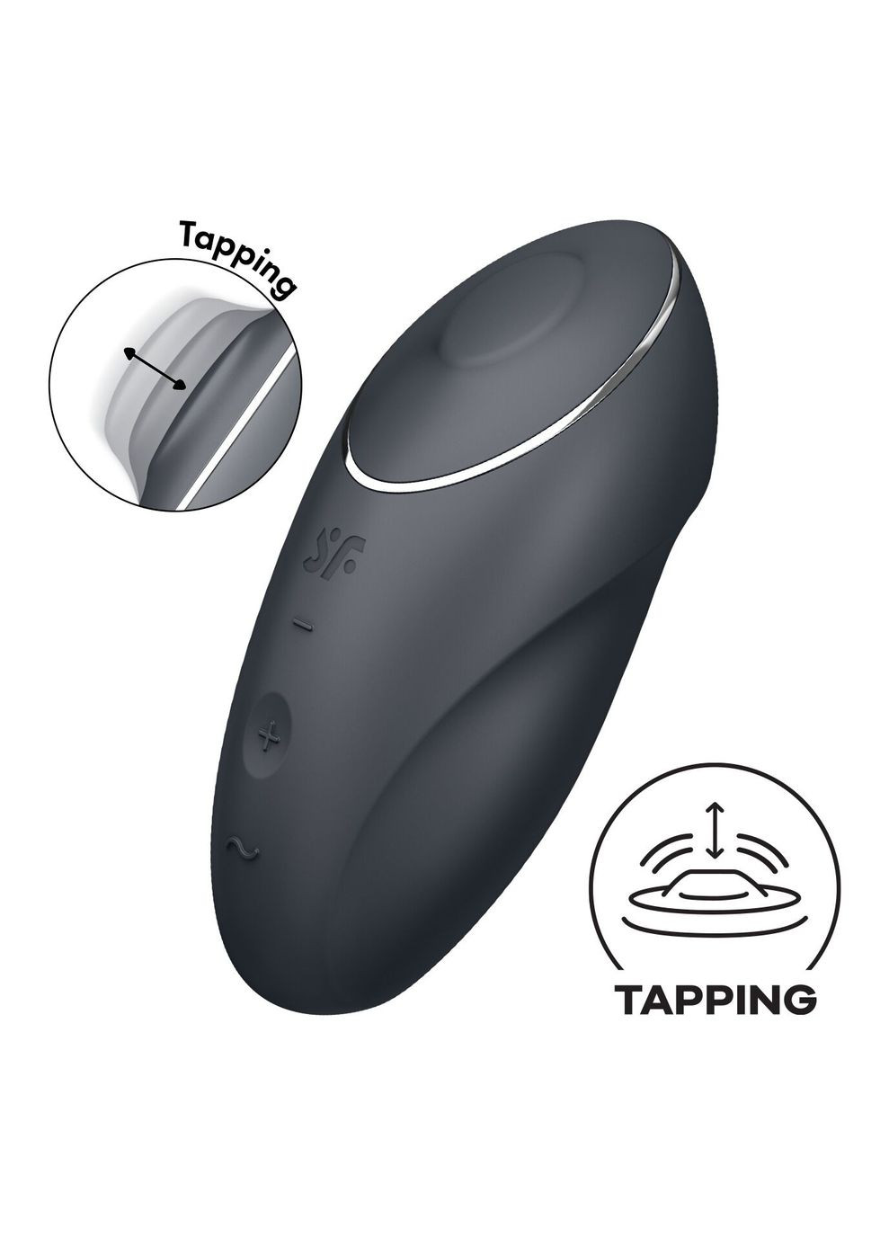 Вібростимулятор-пульсатор Tap & Climax 1 Grey, ефект постукування пальцем, 2 мотори Satisfyer (335395438)