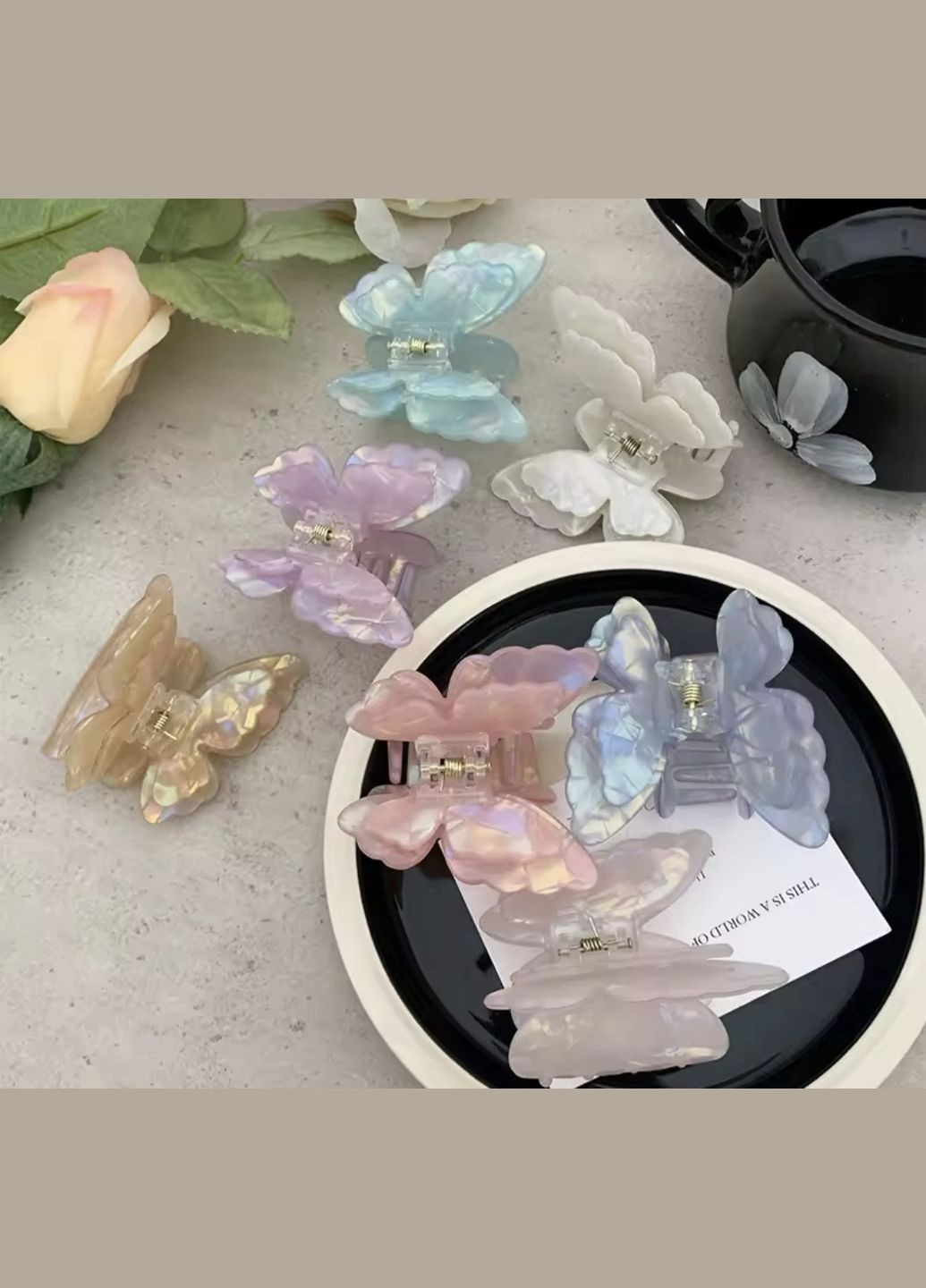 Заколка-крабик бабочка с двойными крылышками China (356567239)