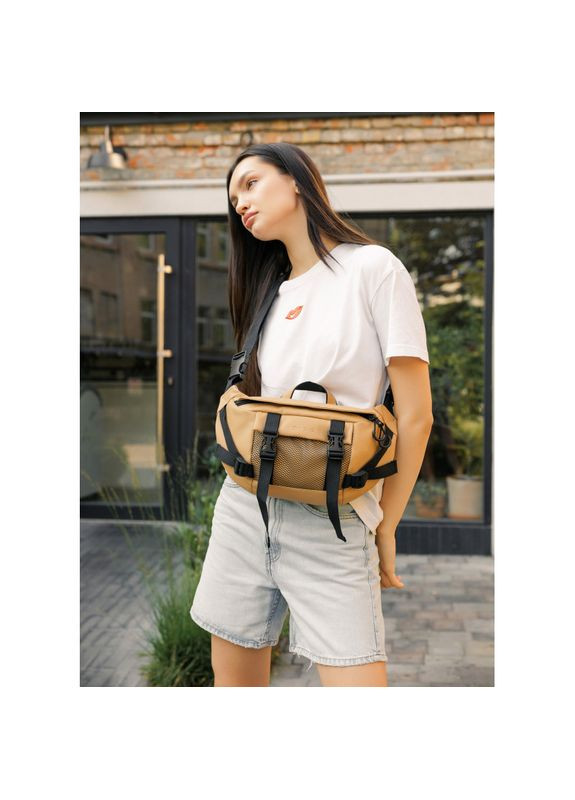 Большая женская поясная сумка бананка DynamicDart бежевая Sambag (322870513)