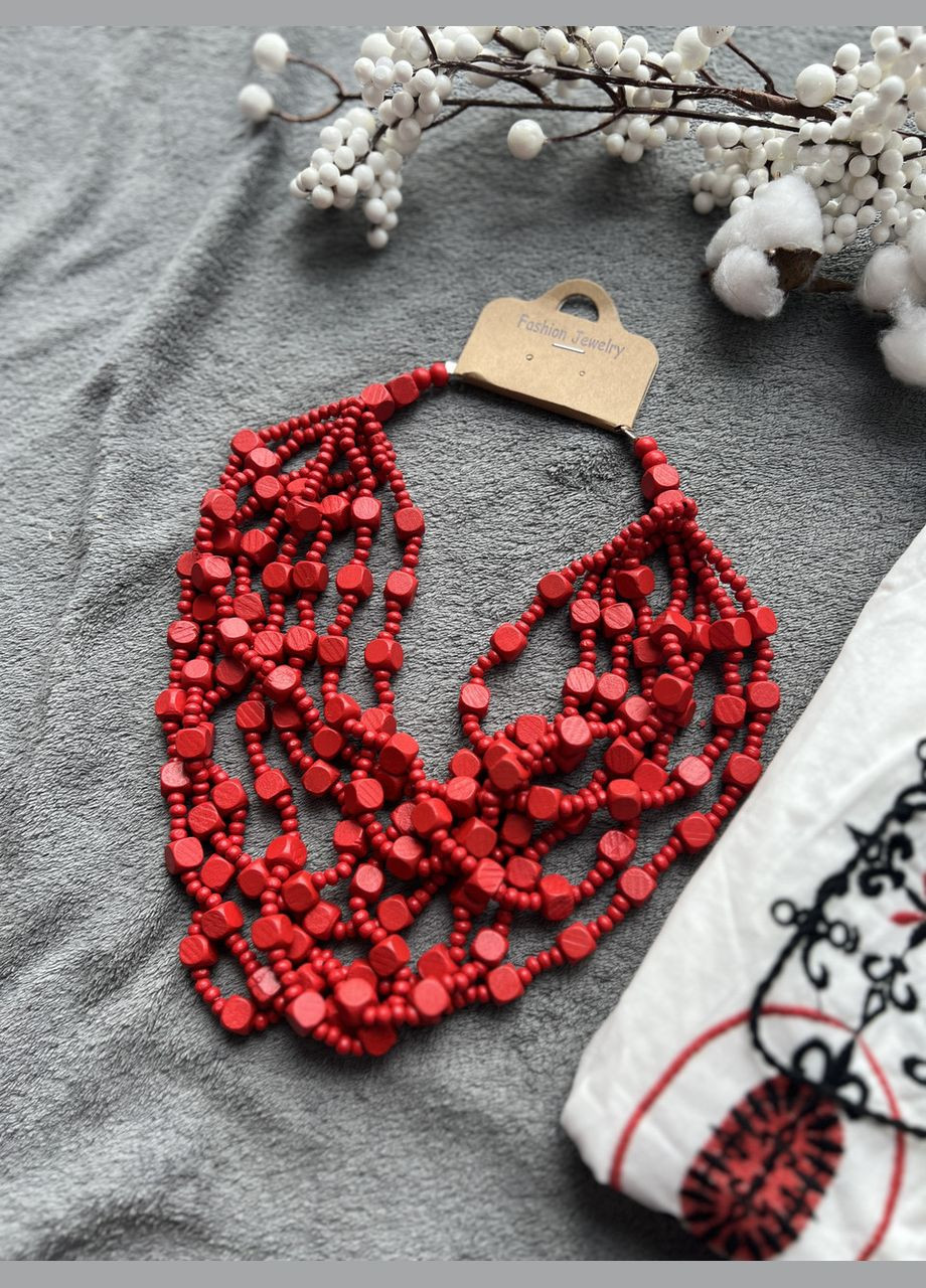 Українське дерев‘яне намисто коралі червоне Тесляр No Brand (302713834)