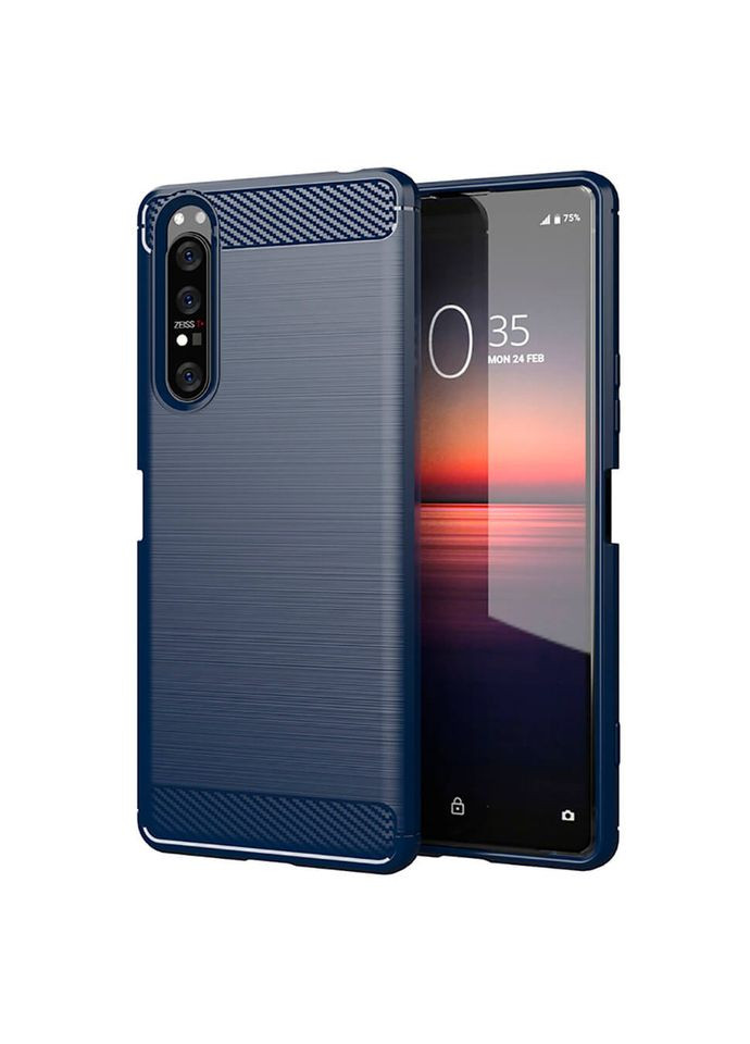 Чехол Carbon Fiber для Sony Xperia 1 II Navy Blue Lenuo (361903098)