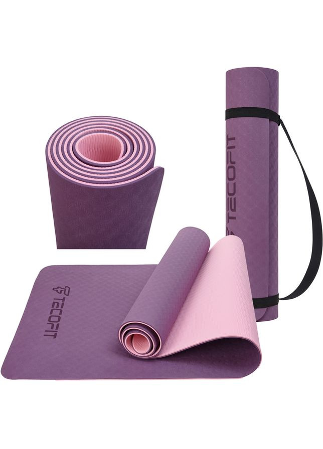 Двоколірний килимок TPE / Dual Color TPE Mat Розмір: 183*61*0.6см Фіолетовий+Рожевий TOP18013825/3 TECOFIT (372474333)