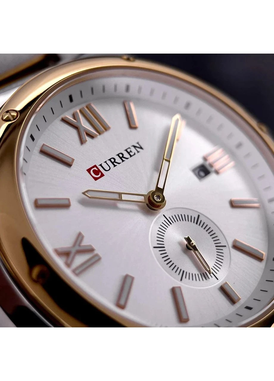 Наручные часы Curren 8471 серебристые с комбинированным ремешком No Brand (400975509)