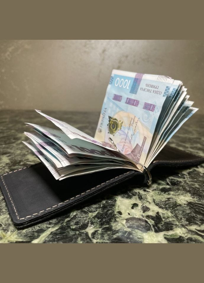 Кожаный зажим для денег черный RAw-hold-001 TARWA (329147973)