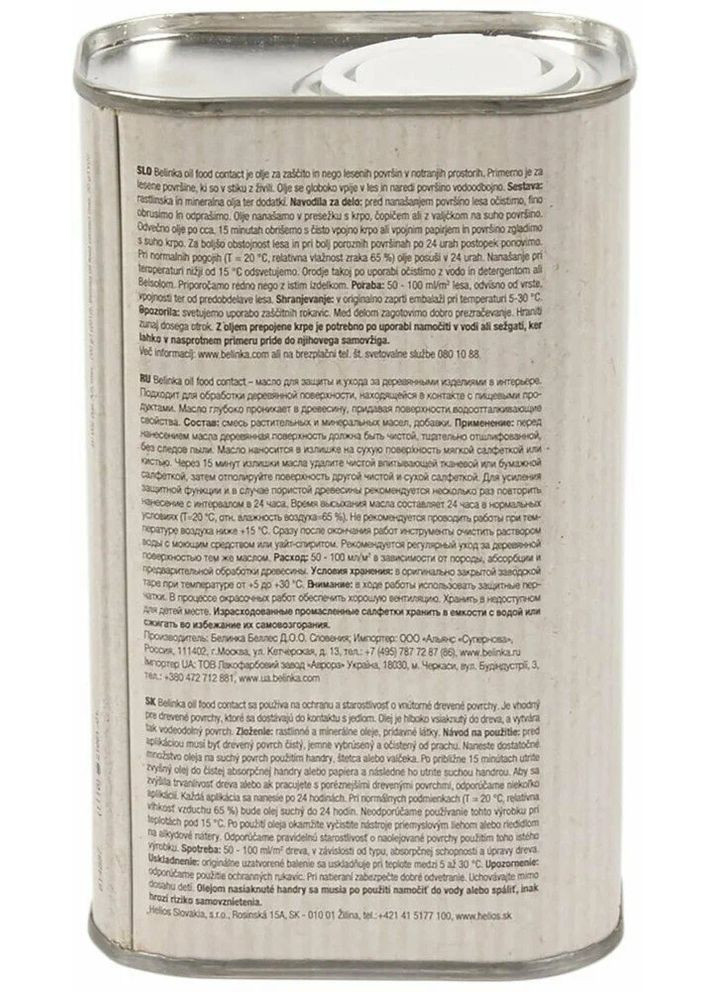Масло для кухонних дошок та стільниць Food Contact мат 0,5 л Belinka (360880717)
