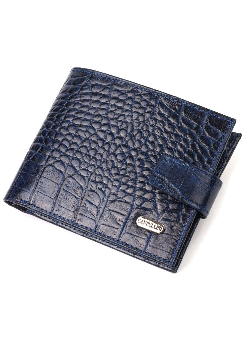 Горизонтальне портмоне для документів чоловіче з натуральної шкіри з тисненням під крокодила 21883 Синє Canpellini (306881645)