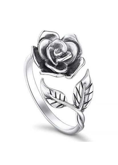 Винтажное женское кольцо с в виде цветка серебристая Роза размер регулируемый Fashion Jewelry (291119871)