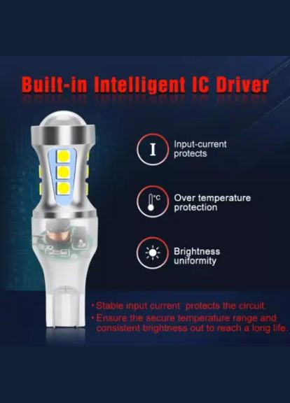 Світлодіодна лампа LED T15 W16W Canbus + Лінза! 2шт No Brand (296285588)
