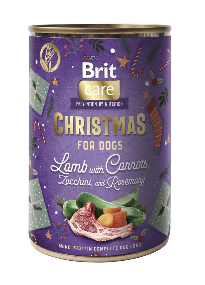 Корм влажный Brit Mono Protein Christmas Lamb для собак рождественский ужин ягненок 400 г Brit Care (364653345)