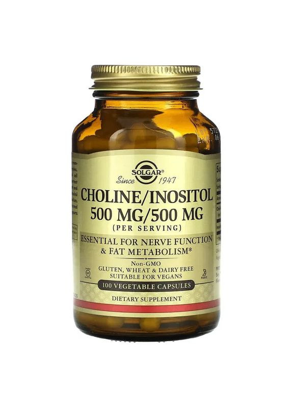 Холін/інозитол Choline/Inositol 500/500 100 капсул Solgar (361119053)