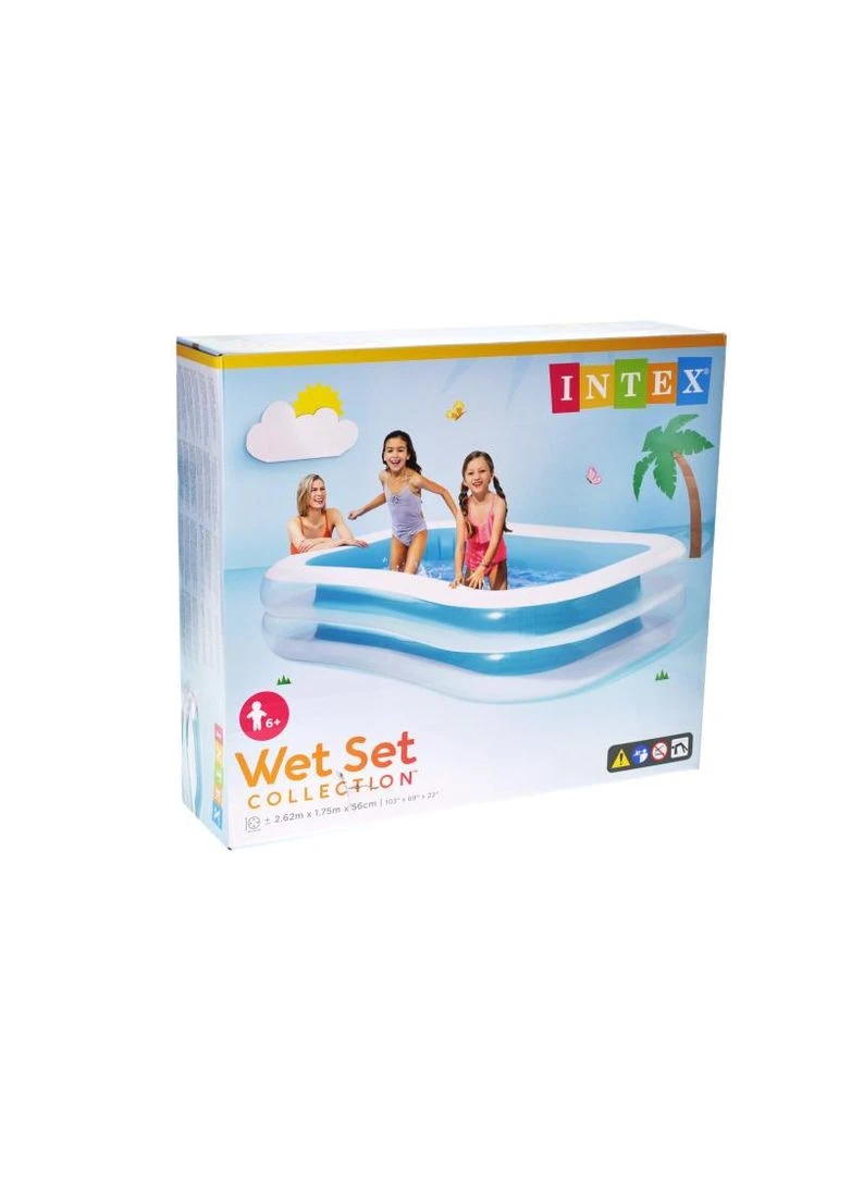 Басейн 56483 "Сімейний" 3 секції, прямокутний, рем.комплект, в коробці р.262x175x56 см Intex (389895863)