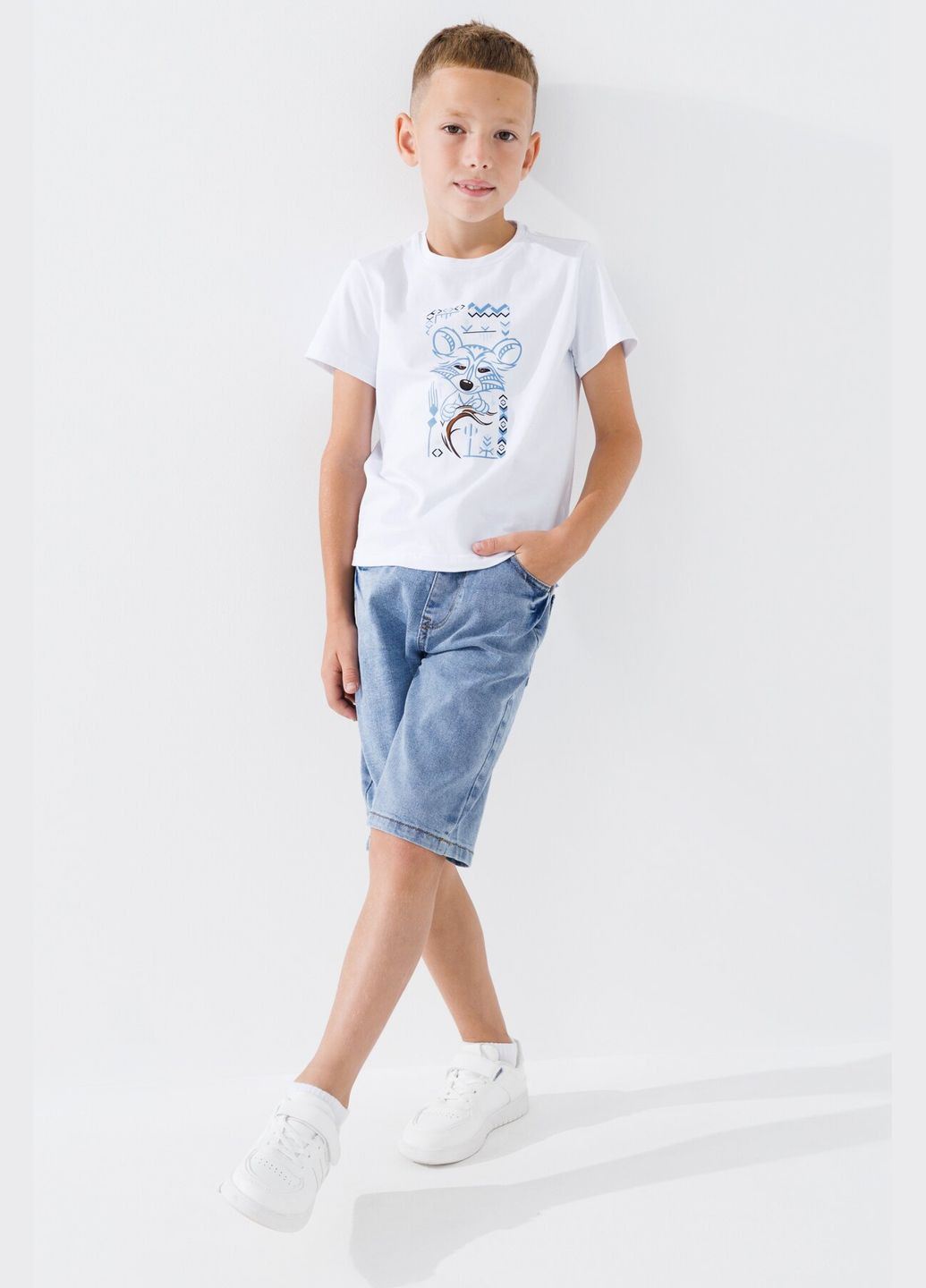 Белая летняя футболка патриотическая детская s-p-kb02302-fl 116 см белый (2000990627209s) shop (2000990627209) Demos