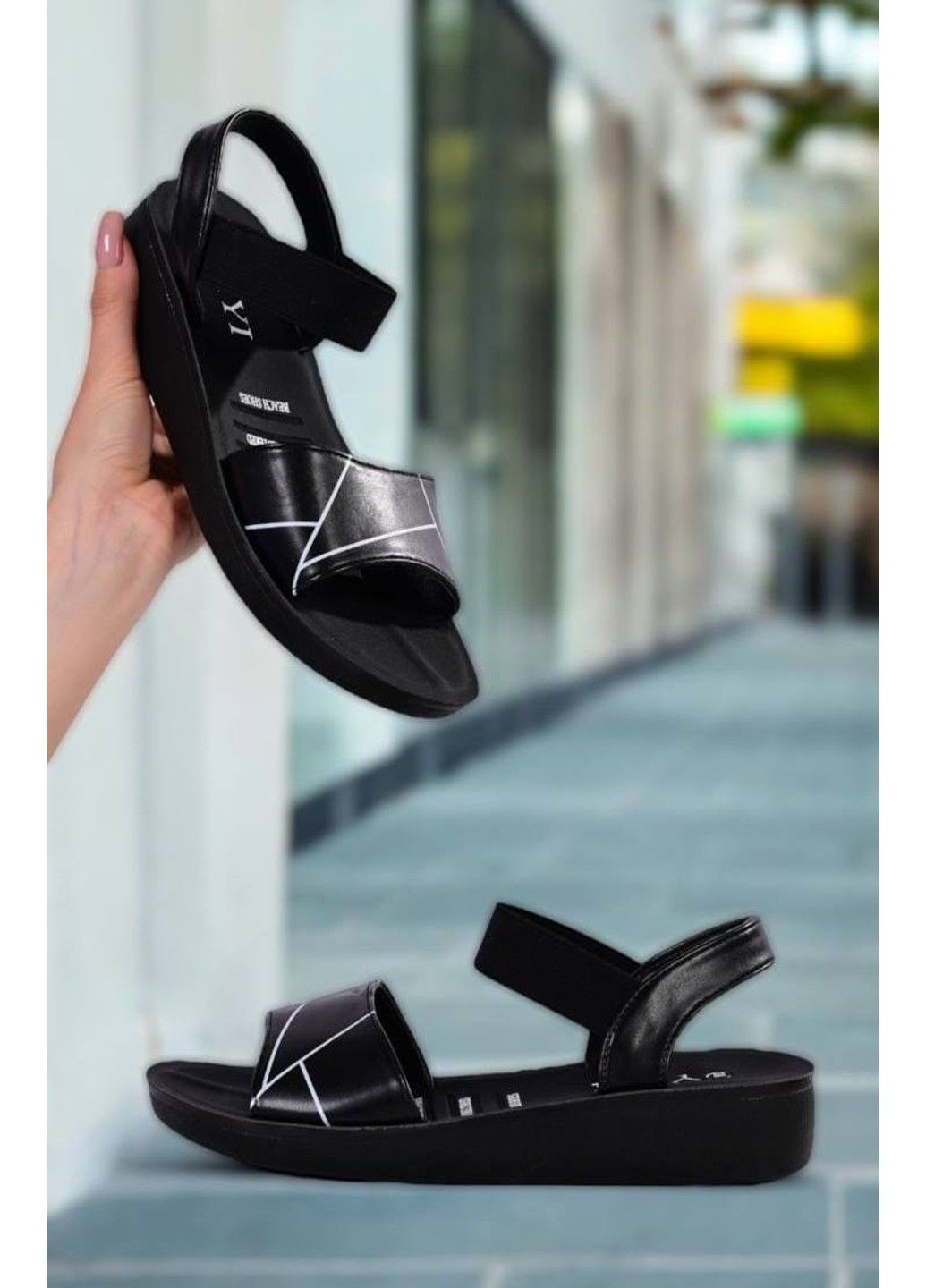 Черные босоножки женские узор черные YiYi