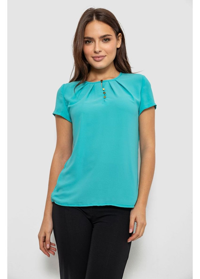 Бирюзовая блуза однотонная, 230r112 Ager