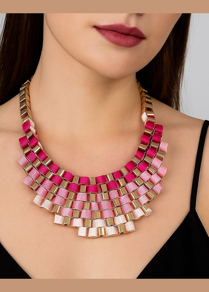 Малиновое колье ожерелье массивное Стайл, 1282 Fashion Jewelry (347629106)