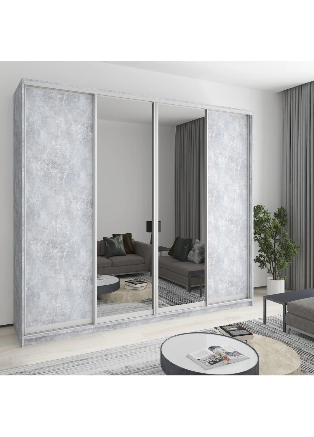Шкаф-купе четырехдверный Стандарт AL 2ДСП/2 Зеркала 270x60x240 см (MBS-13128) MebelStar (400479666)