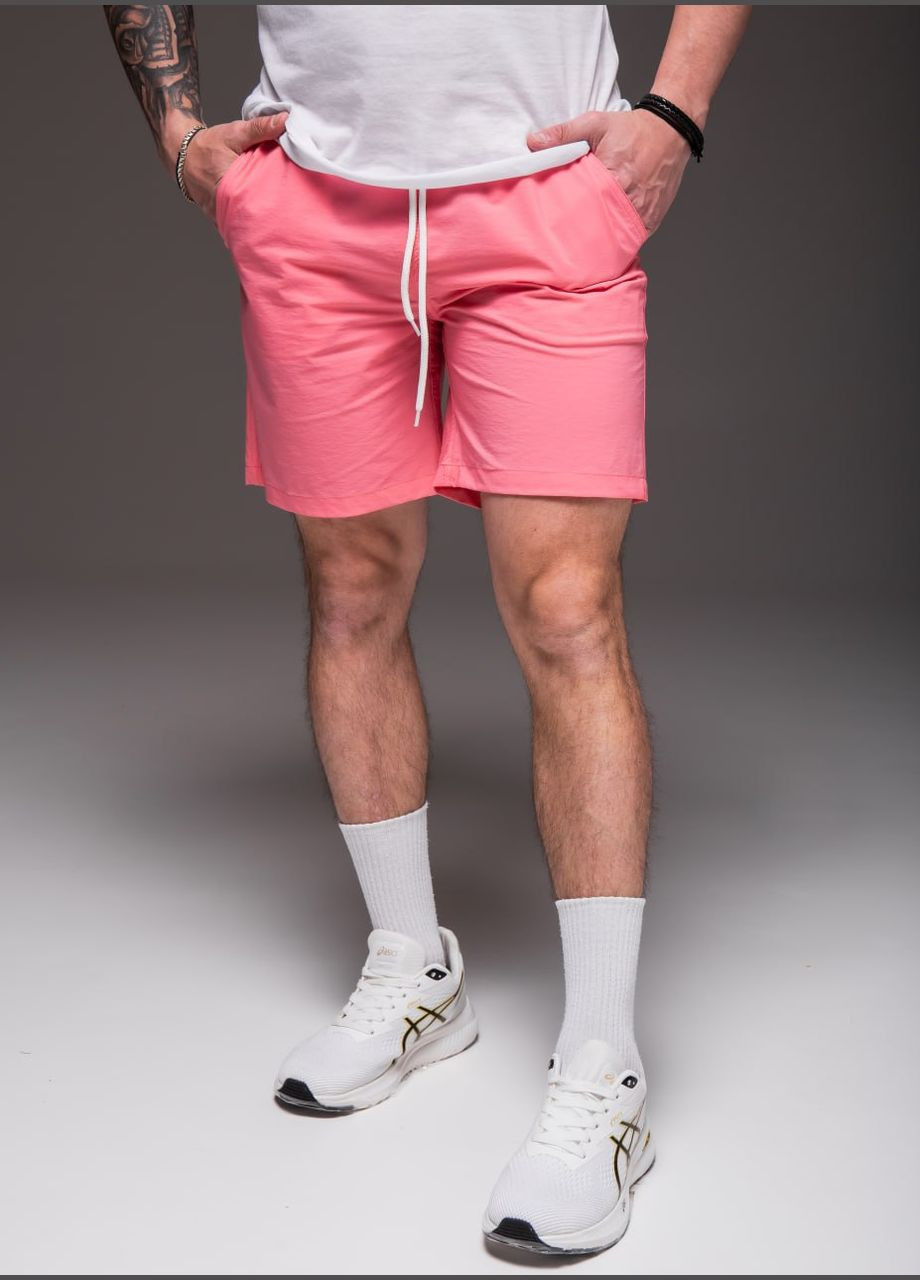Чоловічі шорти з плащівки рожеві, підкладка сітка No Brand (343710637)