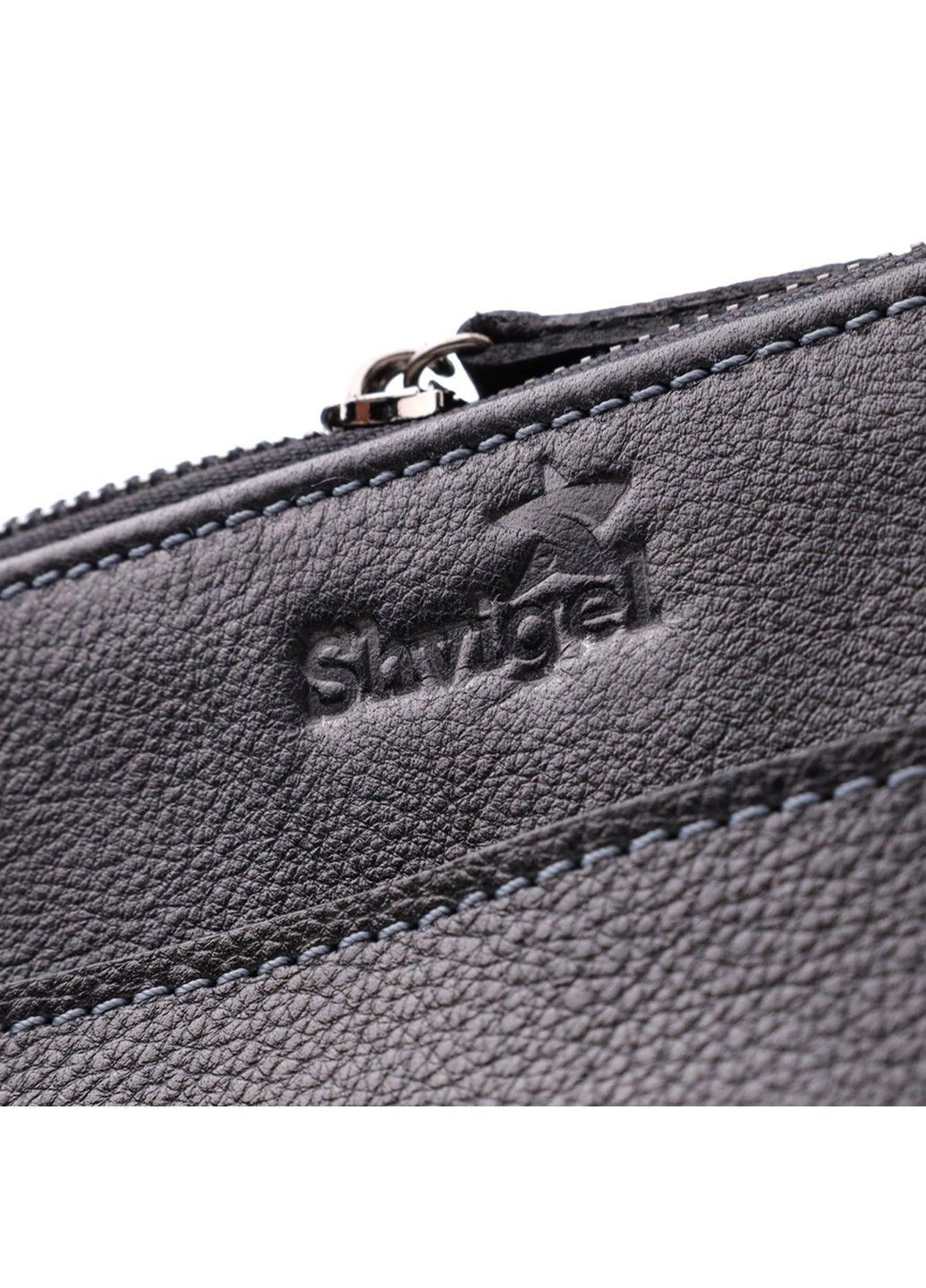 Стильная мужская сумка через плечо из мелкозернистой натуральной кожи 20869_1 Черный Shvigel (362971704)