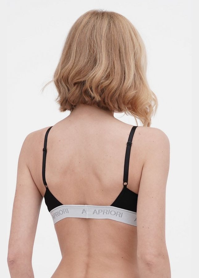 Чорний бралетт бавовняний бралет з логотипом Apriori без кісточок бавовна, еластан