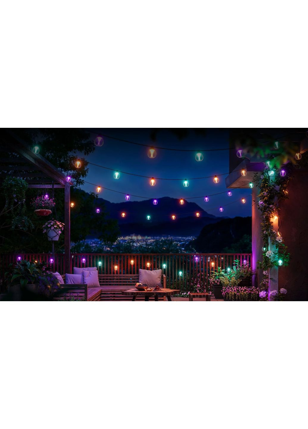 Набор светодиодных ламп H7025 Outdoor Clear Bulb String Lights, 15м, RGBIC/Warm White, WI-FI/Bluetooth, черный Govee (370619028)