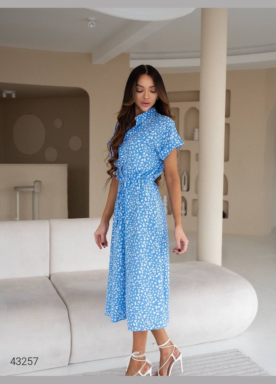 Блакитна повсякденний сукня Liton з абстрактним візерунком