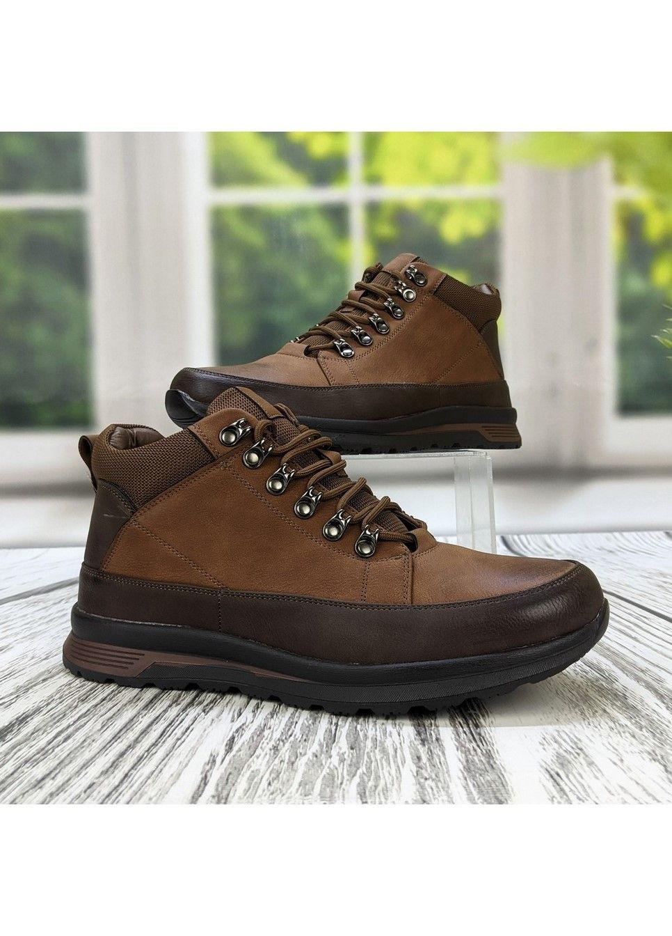 Коричневые зимние ботинки зимние мужские на меху Fashion
