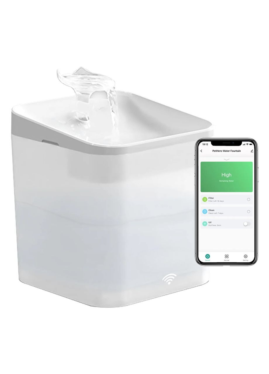 Питний фонтан для котів та собак WF004 2.2L WiFi та UF-стерилізація Petrust (299915496)
