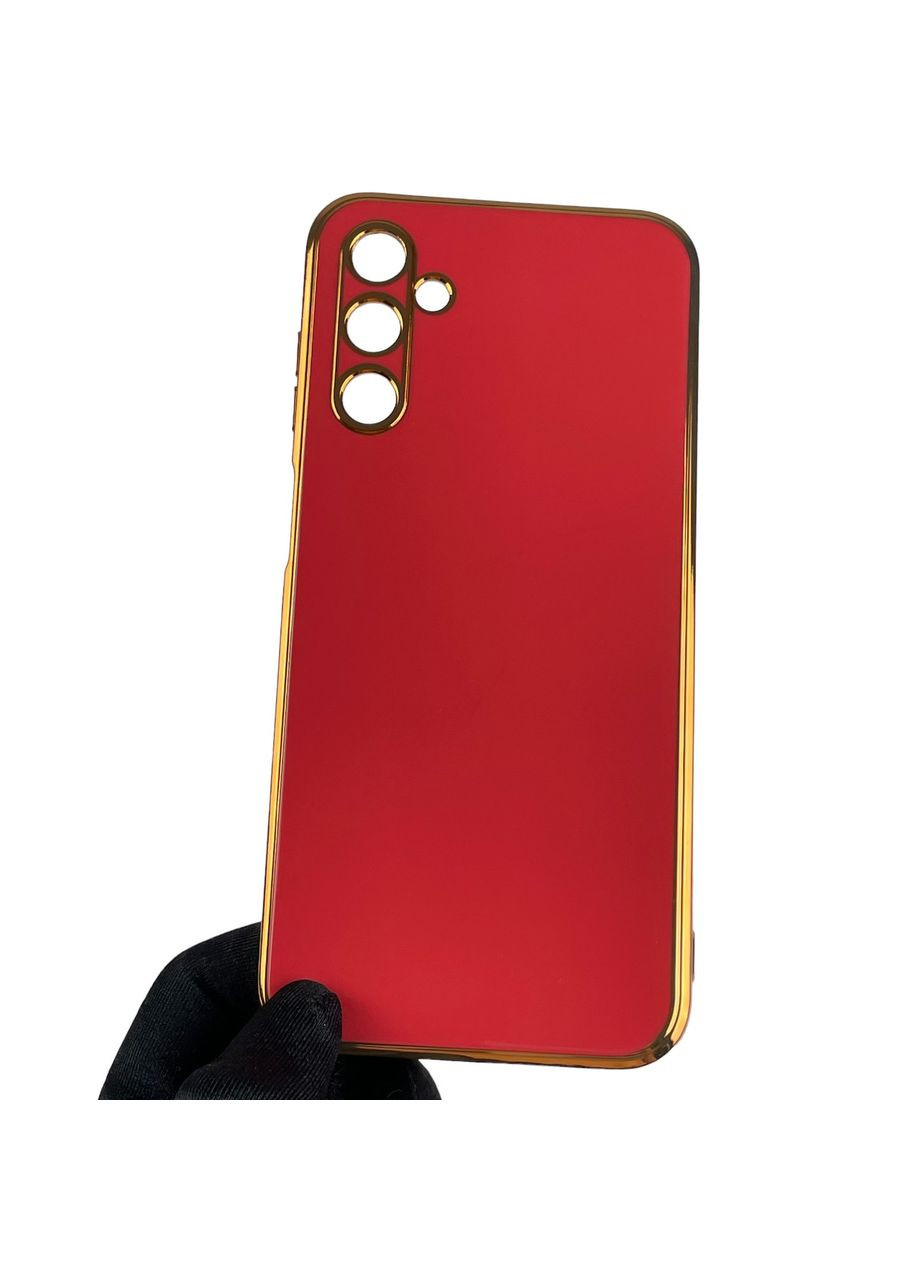 Чехол для Galaxy M14 5G SM-M146 глянцевый с золотой окантовкой с защитой камеры на самсунг м14 красный Samsung (366018899)