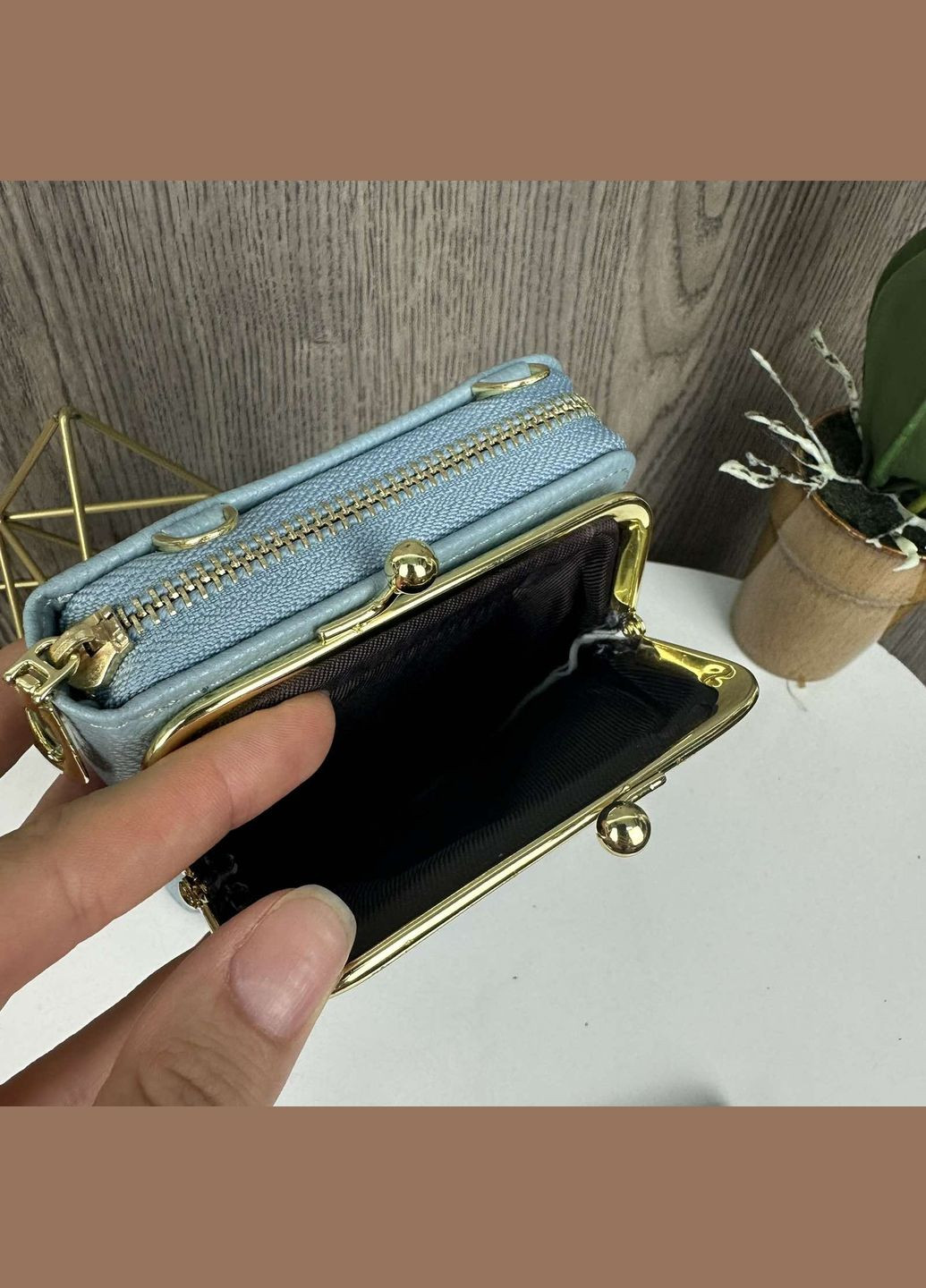 Жіноча міні сумочка клатч маленька сумка для телефону блакитна ManYiDi (340113308)