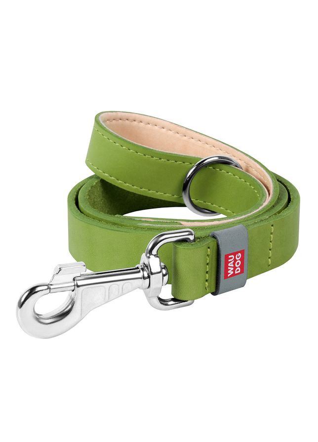 Поводок для собак WAUDOG кожаный салатовый 14 мм 122 см для маленьких собак. ProDobro (373221273)
