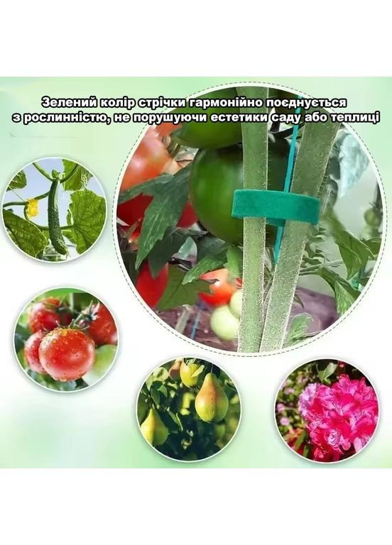 Многоразовая садовая лента-липучка для фиксации и подвязки растений зеленая ширина 15 мм рулон 5м No Brand (370287171)