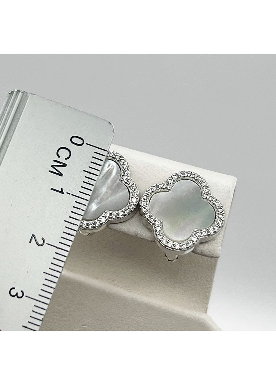 Сережки срібні з перламутром "Конюшина" 5,3 г No Brand (369737748)