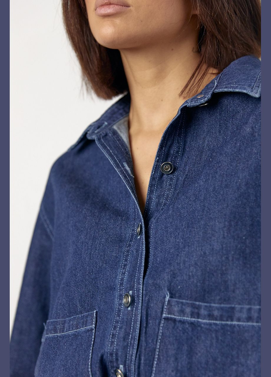 Джинсова сорочка з кишенями на металевих гудзиках Lurex (317211741)