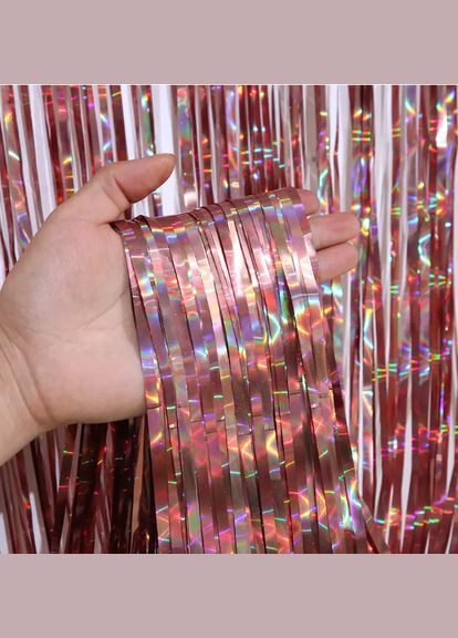 на фотозону з голограмою 1 м на 1 м рожеве золото Jannet Дощик (316333881)