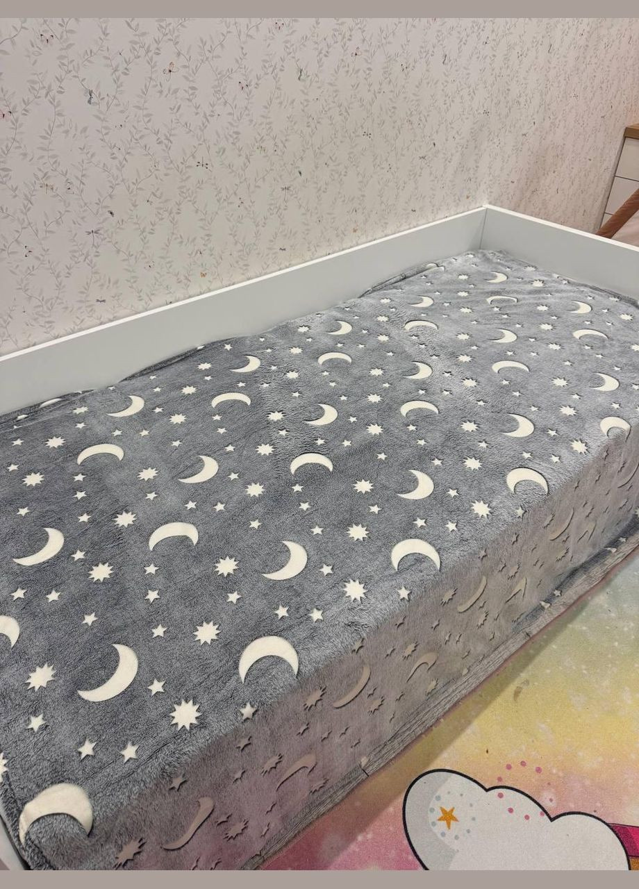 Детский светящийся плед ночью 150х200 Серая Луна (П4К-am-pled-svet-004-2) No Brand (323160872)