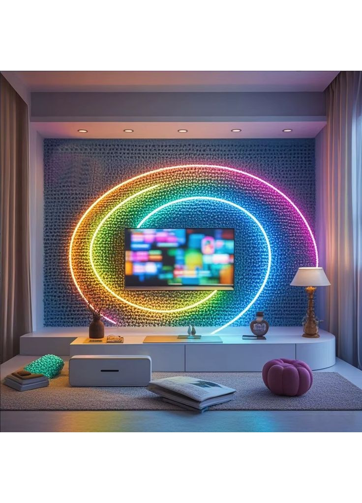 Неонова LED-стрічка USB на 5м Гнучка світлодіодна стрічка з пультом Ribbon RC-16781 RGB Multicolor No Brand (355795996)