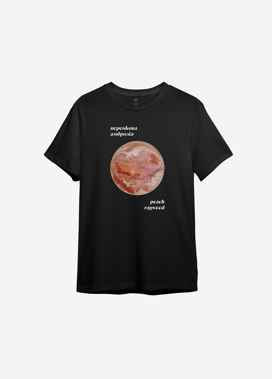 Чорна всесезон футболка з принтом "персикова амброзія" 5xl, білий ТiШОТКА