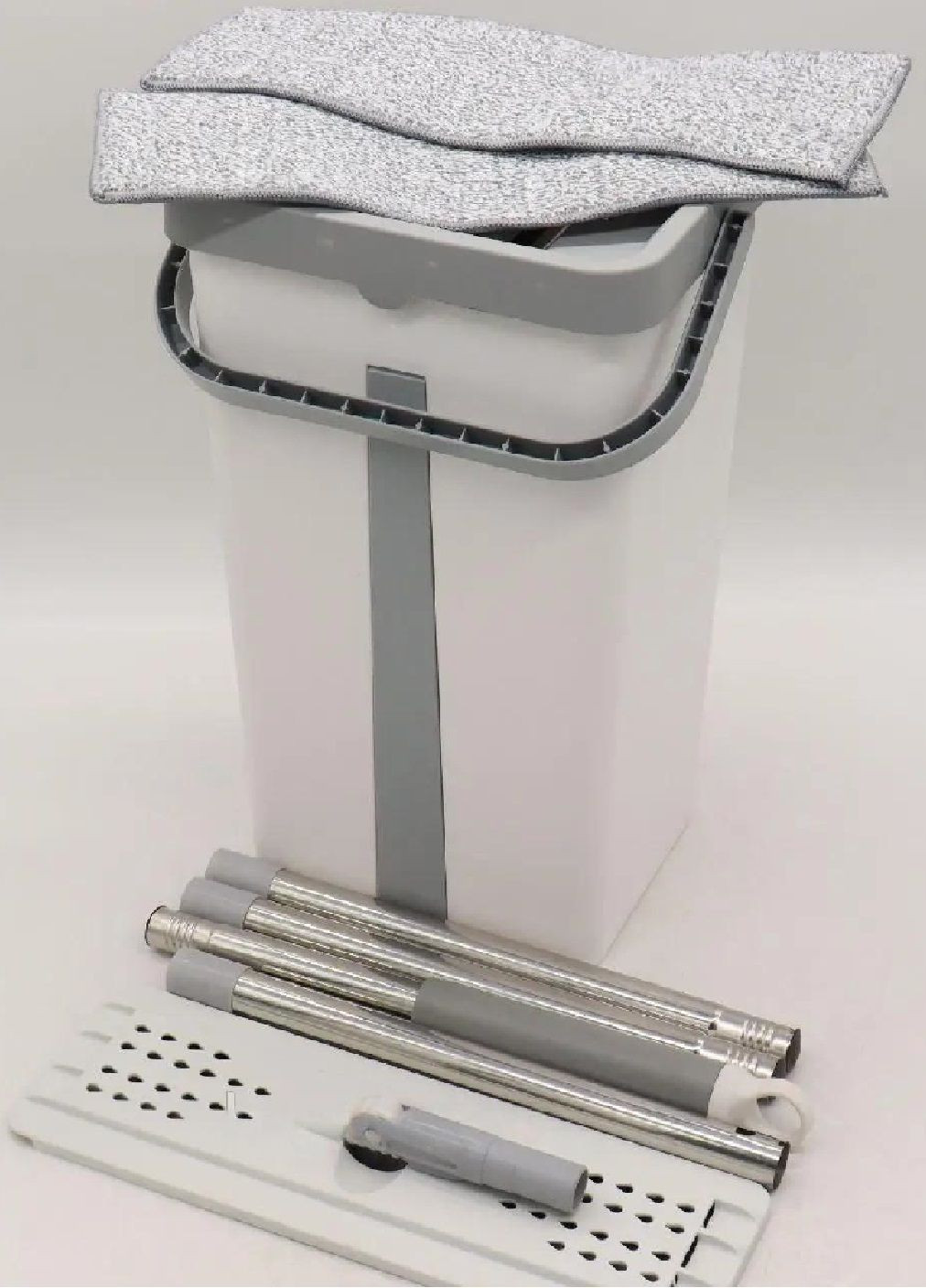 Набор комплект швабра с ведром системой отжима таблетками для чистки стиральной машины 11 л (476721-Prob) Белая с серым Unbranded (289458314)