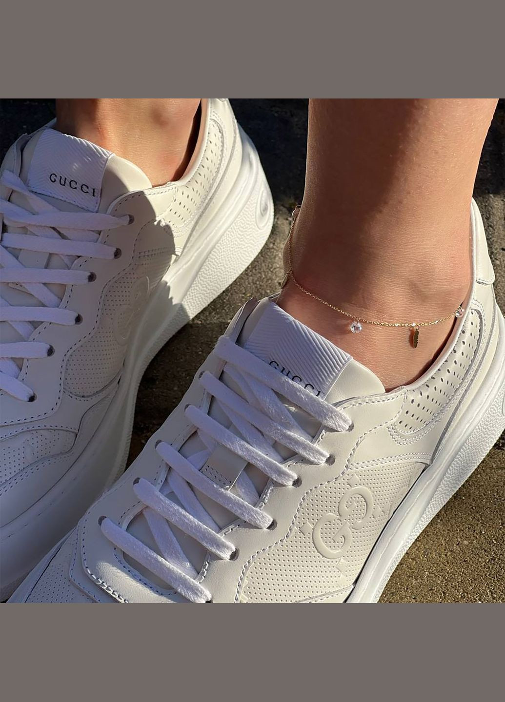 Золотий браслет Пір'їнки на ногу (фіаніти) б04797 24 24 Oniks (334688635)