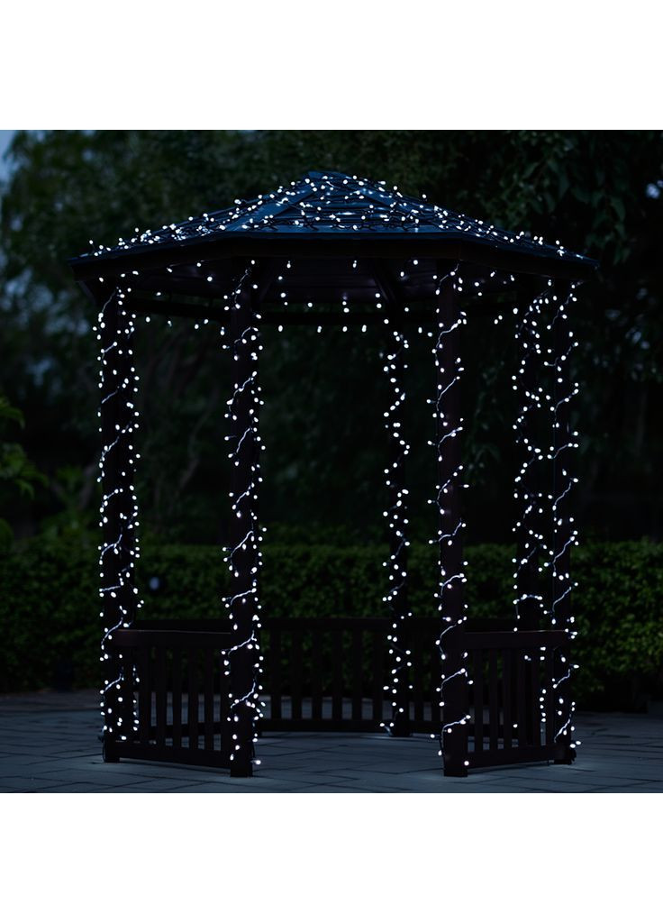 Гірлянда Нитка вулична 300 LED 30 м на сонячній батареї чорна, білий No Brand (367838193)