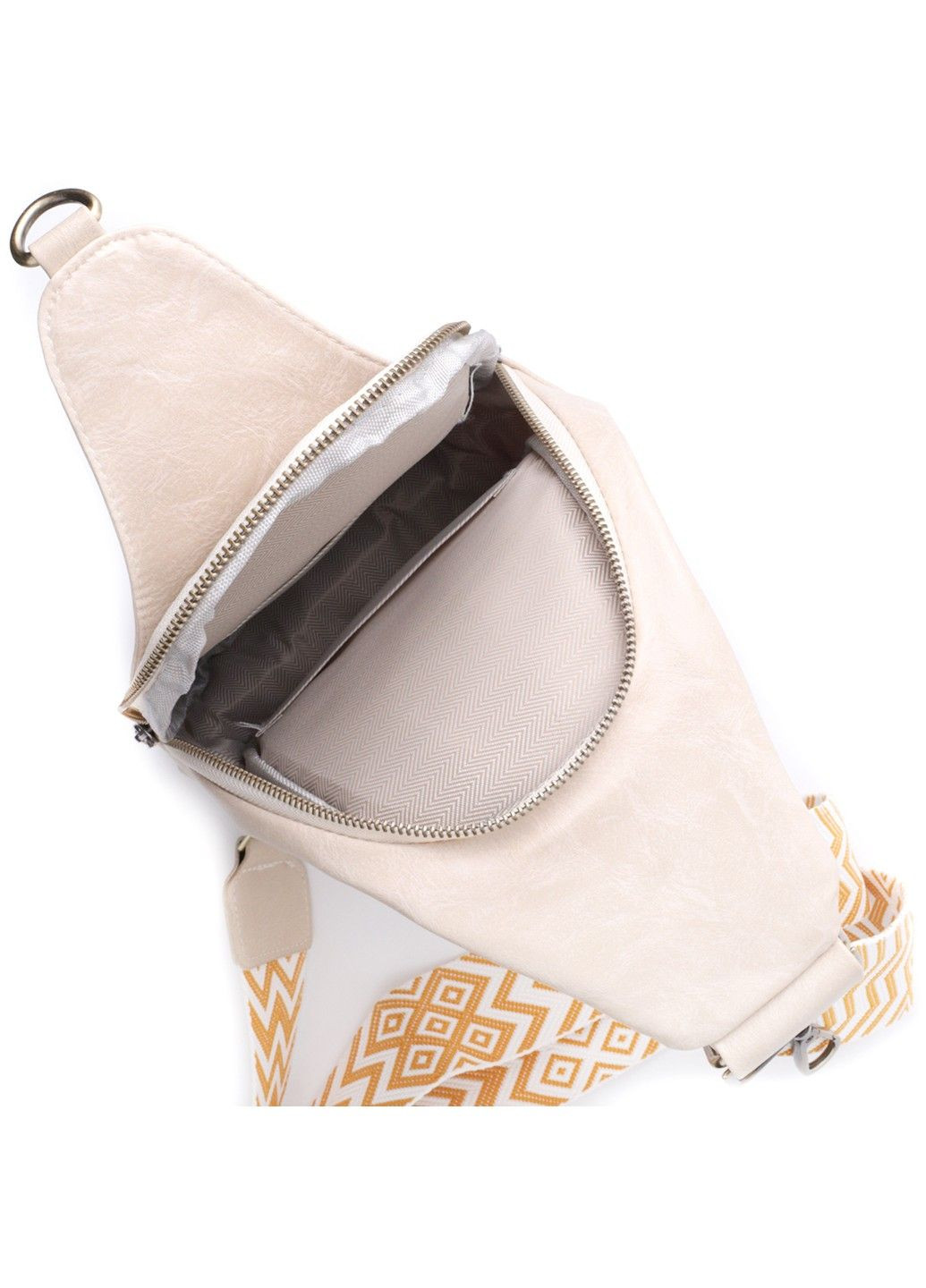 Стильная женская сумка из экокожи с акцентом на текстильную лямку 22774 Белый Vintage (303877222)