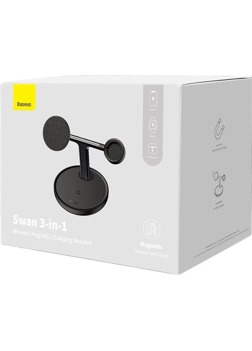 Бездротовий зарядний пристрій Swan 3in1 Wireless Magnetic Charging Bracket 20W Black (WXTE000101) [122153] Baseus (399556458)