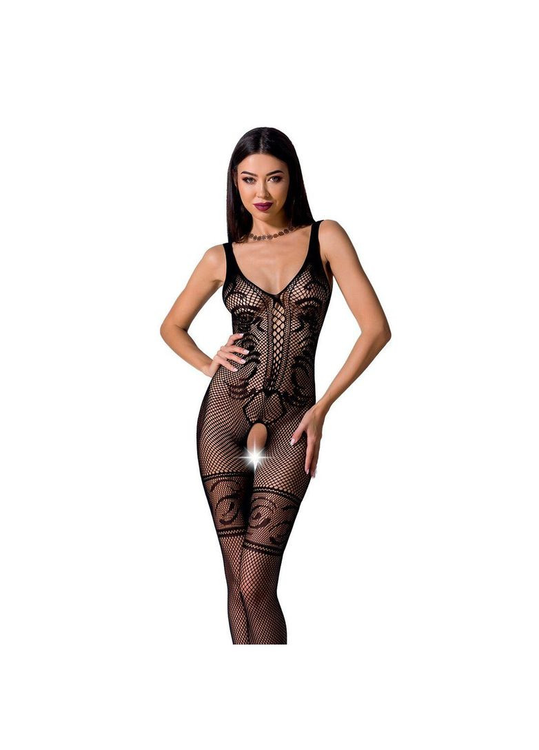 Эротический бодистокинг BS069 black, комбинезон, имитация чулок и боди, черный костюм сетка Passion (297138657)