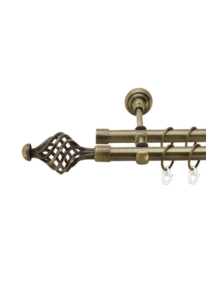 Карниз Арезо металлический двухрядный открытый гладкая труба Антик 19\19 мм 300 см (4016357) ORVIT (300846991)