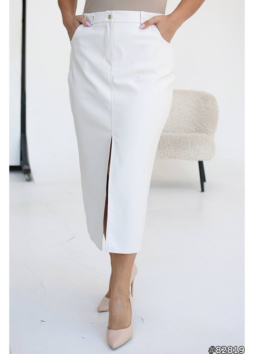 Молочная вечерний однотонная кожаная юбка DK/DL Мода без кордонів