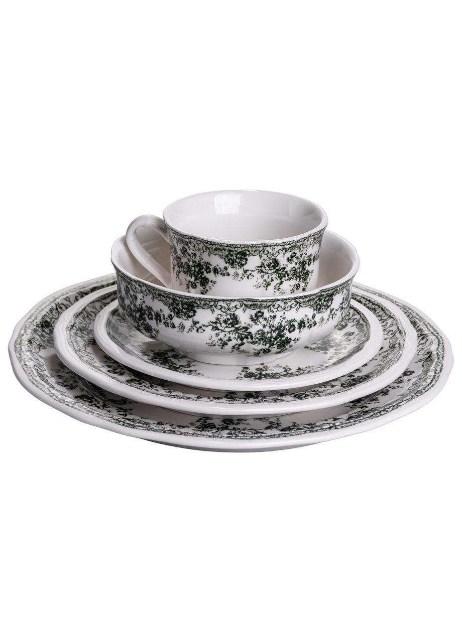 Столовий набір посуду 32 предмети на 6 осіб Vintage Elegant порцеляновий Чорний YY78-7A Yiwu (369149739)