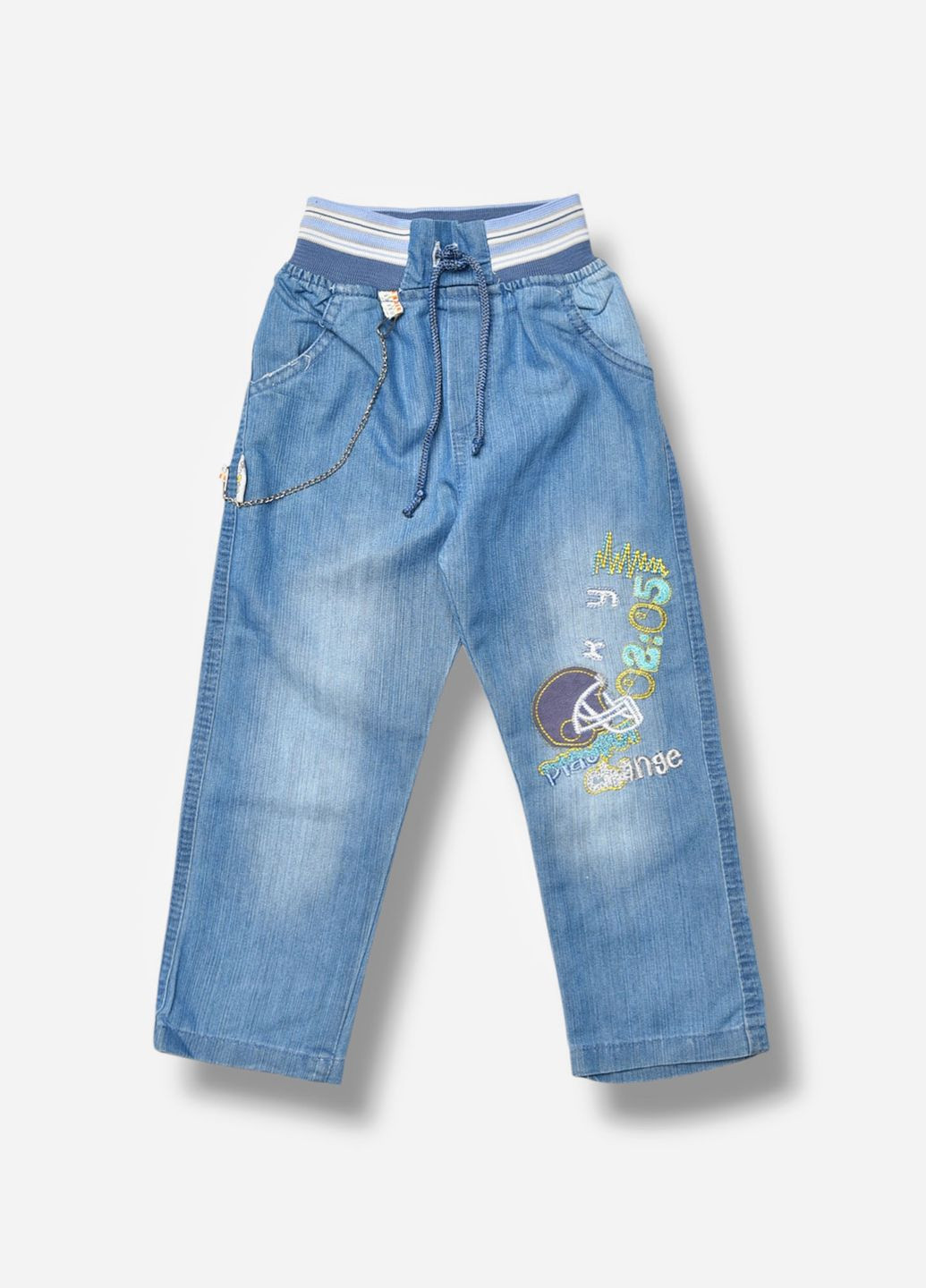 Синие демисезонные прямые джинсы детские для девочки синего цвета Let's Shop